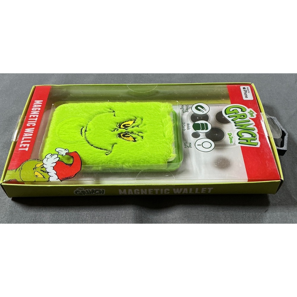 Dr. Seuss The Grinch Magnetic Wallet for iPhone MagSafe Green Fuzzy CultureFly - Picture 4 of 4